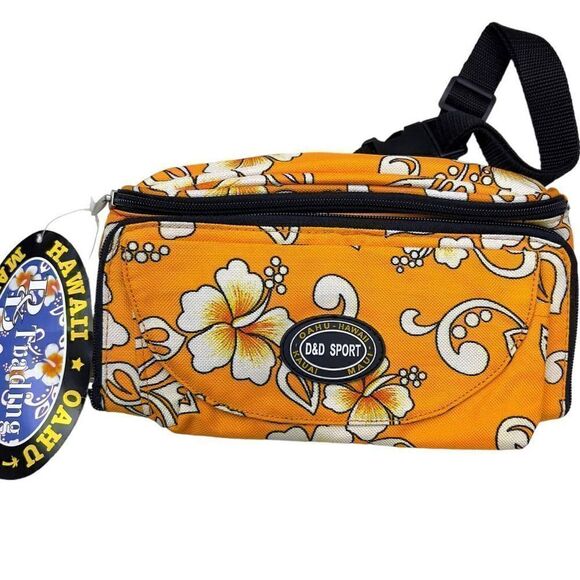 D&D TRADING HAWAIIAN Fanny Pack Orange Vintage New - Picture 1 of 4